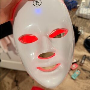 LED Facial Mask Light Therapy - White with Red Glow
